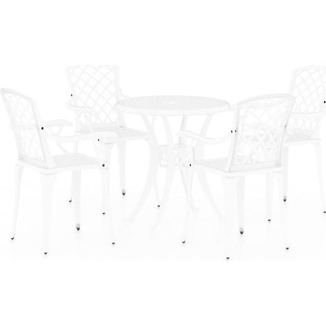 Maison Exclusive - 5-tlg. Bistro-Set Aluminiumguss Weiß (1/5)