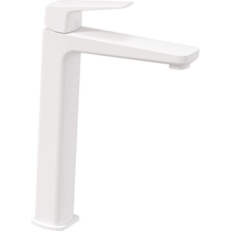 Miscelatore lavabo alto in ottone maniglia singola finitura bianco - Blevo