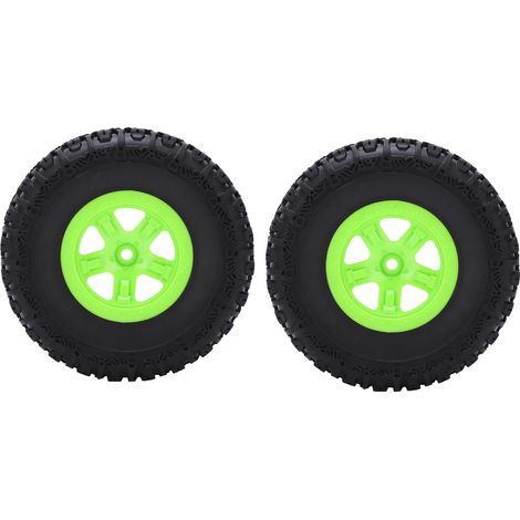 2 pneus et jantes verts pour Traxxas Slash 1/10 RC Short Course Truck, pièces de rechange et amélioration, ensemble de roues (1/5)