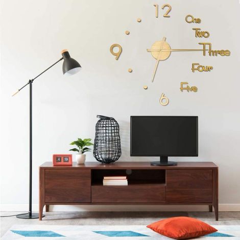Reloj 3D de pared con diseño moderno dorado 100 cm XXL vidaXL (1/2)