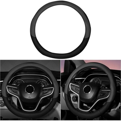Lenkradbezug Auto Mikrofaser Leder Sport Anti Rutsch Universal 38cm Schwarz (1/5)