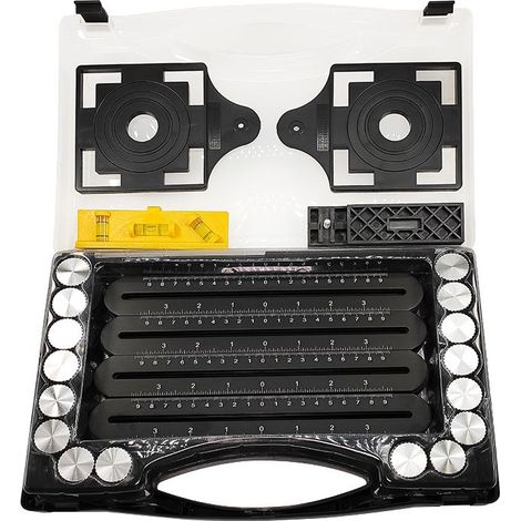 Un coffret Règle de mesure multi-angle pour carrelage - Outil d'angle noir - Pochoir d'angle en alliage d'aluminium - 12 outils latéraux (1/5)
