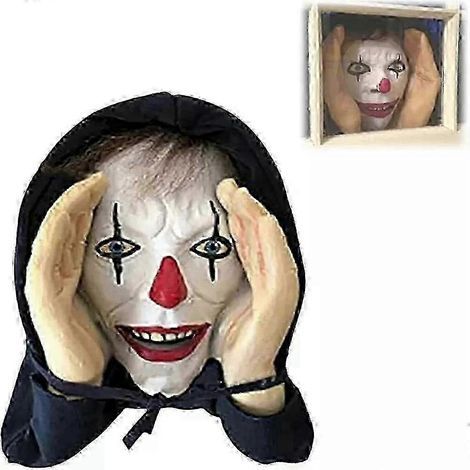 Décoration d'Halloween Clown Effrayant - Autocollants pour fenêtres intérieures et extérieures - visage blanc (1/5)