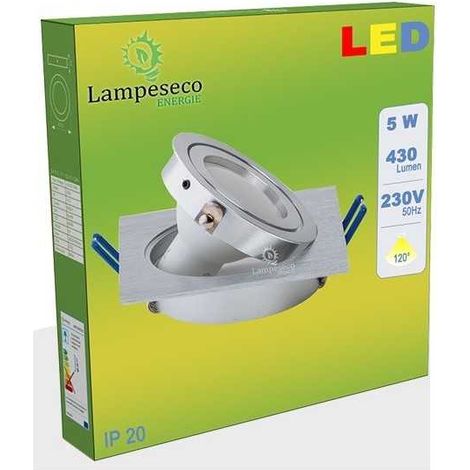 Spot led encastrable orientable carré 5w eq. 50w, blanc neutre (1/5)