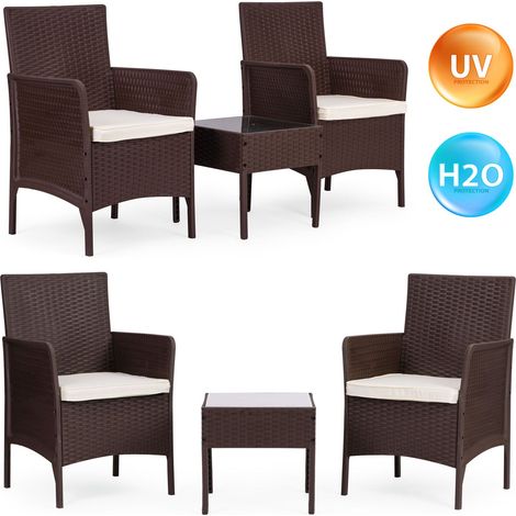 Conjunto de muebles de jardín con 2 sillones y mesa de cristal (1/5)