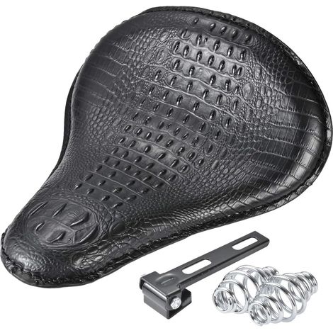 Coprisella per motocicletta nero stretto in pelle effetto coccodrillo per la maggior parte dei modelli Harley Sportster Bobber Chopper Custom monoposto (1/4)