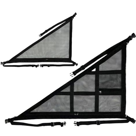 Filet de rangement triangulaire pour plafond de voiture, filet de rangement extensible, rangement pratique au plafond de voiture pour les voyages et les longs voyages, 90 x 65cm(2PCS) (1/5)