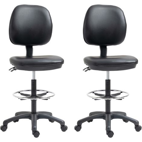Lot de 2 tabourets à roulettes - Vinsetto - Plastique - 49.5x46x137cm - Noir (1/5)
