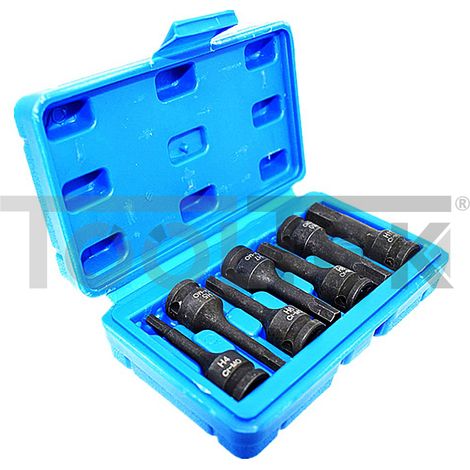 SET CHIAVI 7pz BUSSOLA A IMPATTO ESAGONALI 3/8" H4/H12 RINFORZATE 60mm (1/4)