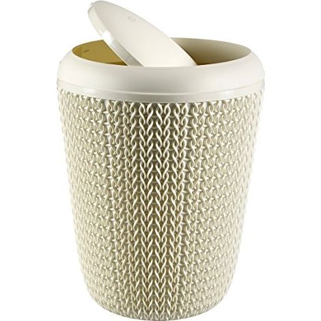 CURVER TRICOT POUBELLE DE SALLE DE BAIN TRICOT, PLASTIQUE, BLANC CASSÉ, 22.4 X 29.5 CM