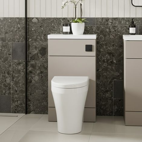Hudson Reed Fusion Compact WC Unit with Polymarble Worktop 500mm Wide - Pebble Grey