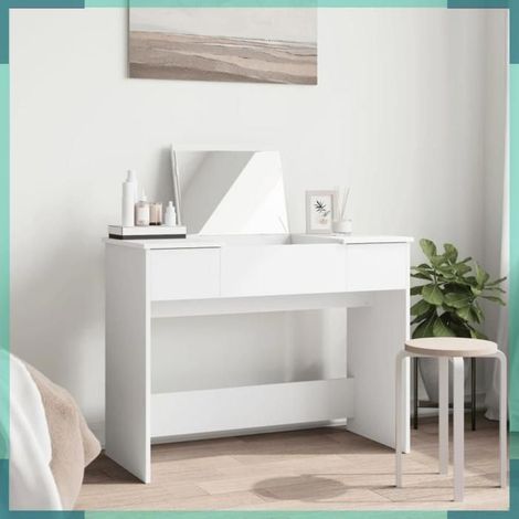 840695 Coiffeuse avec miroir blanc 100x45x76 cm (1/5)