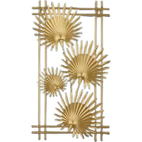 [Mural Metallique] Decor mural branche et feuille dorée Style B pour salon et hall (1/4)