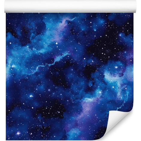 Aquarell-Galaxie-Tapete, blau, marineblaues Zentrum, 50 x 1000 cm (1/5)