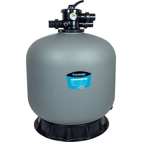 Steiner – Filtre à sable Ø710mm 20m³/h – Vanne Top 6 voies 1,5" – Cuve anticorrosion polyéthylène – Compatible eau salée et chlorée