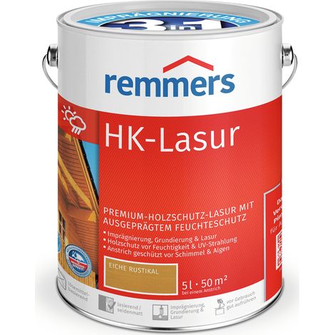 Remmers HK-Lasur 3in1 eiche rustikal, 5 Liter, Holzlasur aussen, 3facher Holzschutz mit Imprägnierung + Grundierung + Lasur, Feuchtigkeit- und UV-Schutz (1/5)