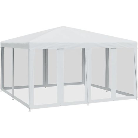 Tente de fête avec 8 parois latérales en maille blanc 4x4m PEHD (1/5)