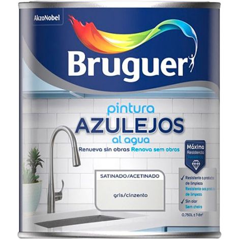 Esmalte al agua para azulejos, gris satinado, 750 ml