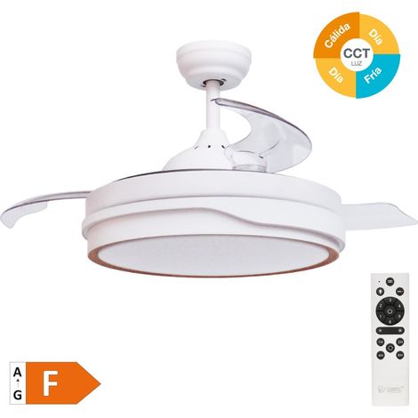 Ventilador de techo "Lentini" con luz LED regulable y mando a distancia (36W 3CCT 3547lm) color blanco y efecto madera (1/5)