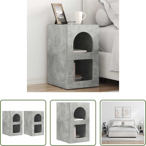 vidaXL Betonfarbe - Nachttisch 2 pcs Beton Grau 29,5 x 33,5 x 50 cm Holzwerkstoff (1/5)