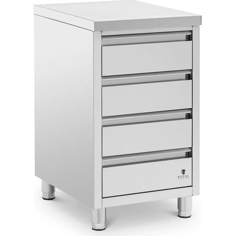 Meuble bas de cuisine professionnel en 4 tiroirs 50 x 60 cm acier inoxydable (1/5)