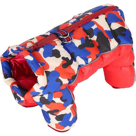 Combinaisons chaudes d'hiver pour chiens, manteau épais camouflage rouge pour chiots, taille 10 (1/4)