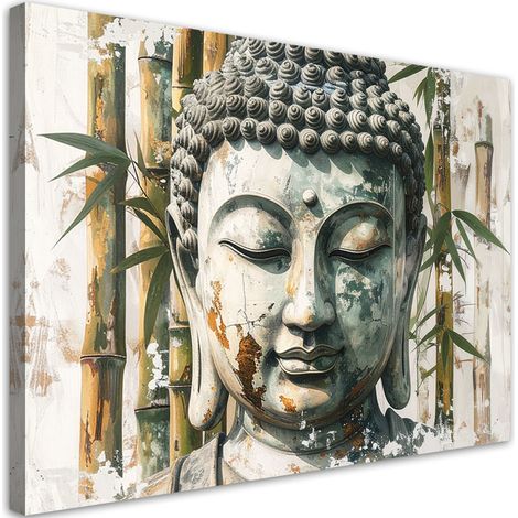 Tableau déco Harmonie Bouddha Zen Spa bambou 90x60 (1/4)