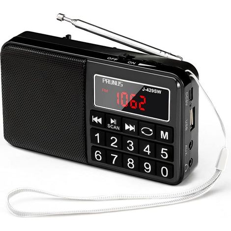 J-429SW Tragbares Radio FM/AM(MW)/SW/USB/Micro-SD/MP3, mit großen Tasten und Display, 1200 mAh Akku (1/5)