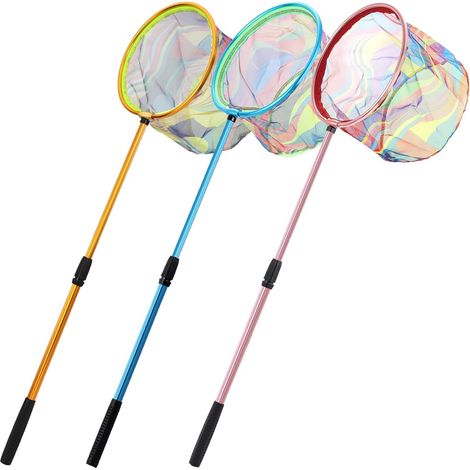 3 Pièces Filets de Pêche pour Enfants, 95CM Épuisette à Papillons Télescopique Épuisette à Piscine Feuilles Extensible de 68CM à 95CM - pour Enfants Attraper Insectes Papillon Poisson Oiseaux (1/5)