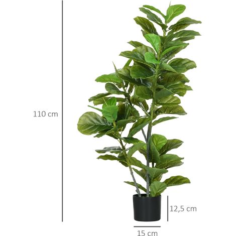 Ficus artificiel vert 110cm, 90 feuilles réalistes, pot inclus pour intérieur salon, plante décorative d'intérieur, arbre synthétique résistant, idéal déco maison. (1/5)