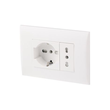 PLACCA C/SUPP PRESA BIPAS+PRESA BIPAS SCHUKO BCO