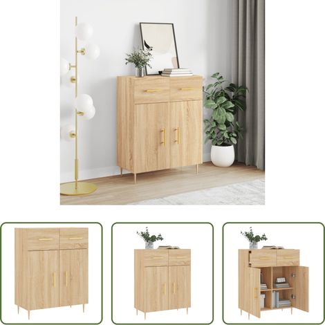 vidaXL Metallbeine - Sideboard Sonoma-Eiche 69,5x34x90 cm Holzwerkstoff (1/5)