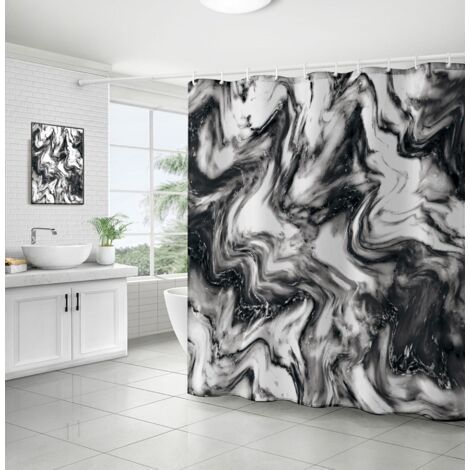 Rideau de douche en marbre noir (1 pièce), rideau de douche abstrait moderne
