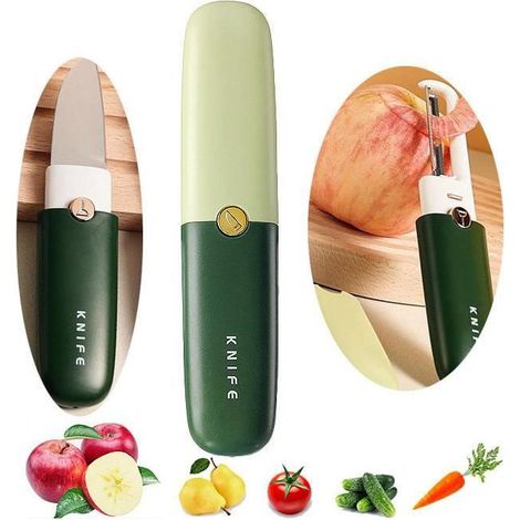 Éplucheur de Légumes Multifonctionnel - MARQUE - Vert - Acier inoxydable - Design Ergonomique - 17.5cm (1/4)