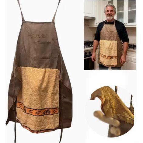 Tablier de cuisine amusant en polyester – Tablier confortable avec poche et surprise cachée – Pour cuisine barbecue grillades – Cadeau pour cuisinier amateur (1/5)