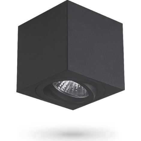 Spot plafonnier en saillie, noir, orientable, 1 ampoule GU10, Otto Videx (1/4)