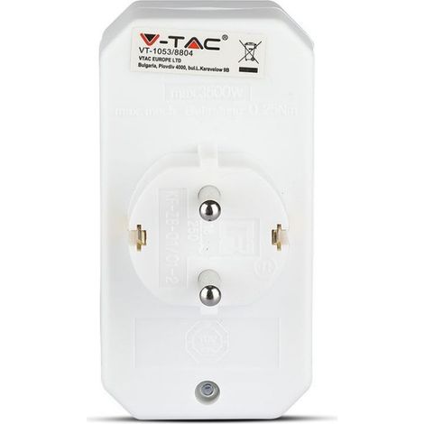 V-TAC Steckdosenleistenadapter mit 2 Frontsteckdosen 2,5A und Schuko-Steckdose Schuko-Stecker Farbe Weiß