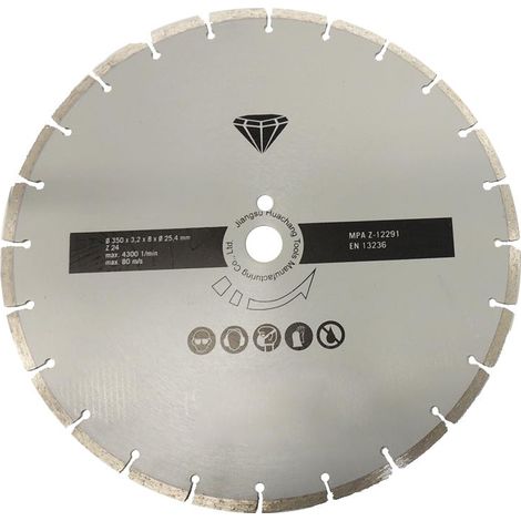 Disco diamantato segmentato 350 x 25,4 mm per Scheppach hsm3500