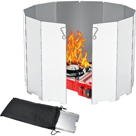 Pare-Vent Pliable Aluminium, 12 Plaques Aluminium Pliable, Pare Vent Pliable pour Réchaud de Camping, Pare Vent pour Rechaud Gaz, Pare Vent Portable Léger pour Camping, Pique-Nique, Cuisinière (1/5)
