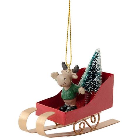 Décoration de Noël : traîneau décoratif à suspendre au sapin, à suspendre au pied du sapin ou à décorer une étagère ou une table.-Red (1/5)