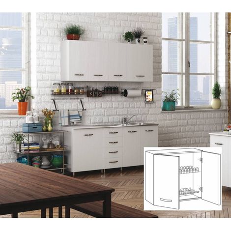 Kit de cuisine pour égouttoir 2 portes cm.80x30x72h blanc - Salle de séjour