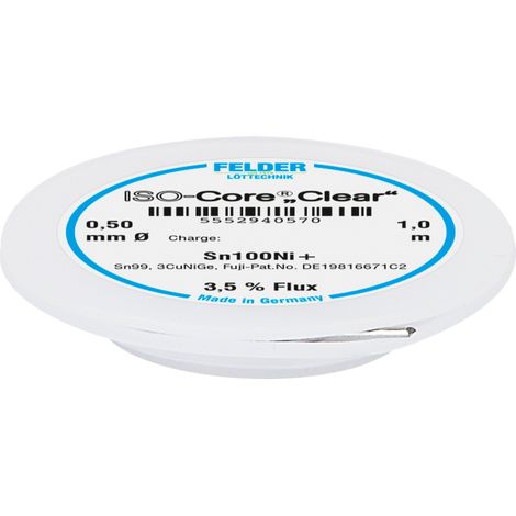Felder ISO-Core "Clear" Sn100Ni+ Lötzinn Spule Sn99,25Cu0,7Ni0,05 0.5 mm