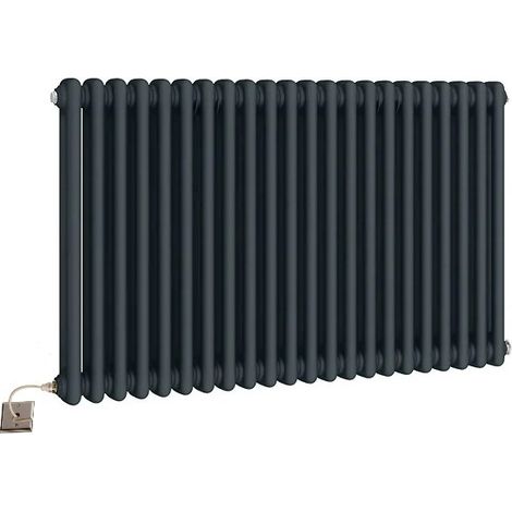 Traditional Electric Anthracite 2 Column Radiators 600mm high 988 mm wide