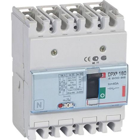 Disjoncteur magnétothermique DPX³160 pouvoir de coupure 36kA 400V - 4P - 40A - LEGRAND