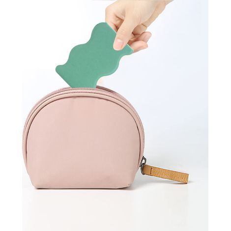 Miroir portable pliable avec support, couverture en cuir synthétique - Angle réglable - Acier inoxydable - Anti-chute - Pour voyage, camping, maison, cadeau - Compact - Pour femme et fille (vert avy) (1/5)