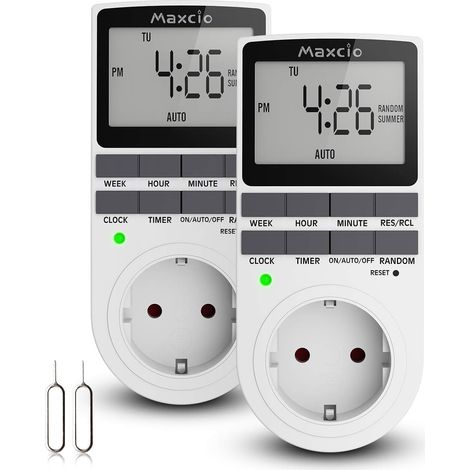 Prise Programmable Digitale, Minuterie Numérique Journalier/Hebdomadaire avec Ecran LCD, Économie d'Energie - 2 Packs (Norme Européenne) (1/5)