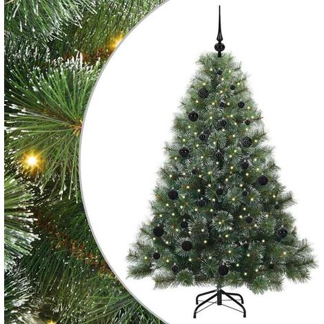 Sapin de Noël artificiel avec 150 lumières LED, vert, 150 cm, en PE et PVC. (1/5)