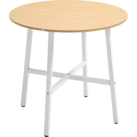 Table à manger ronde en acier et bois 80x80x76 cm pour 4 personnes (1/5)