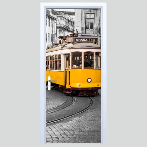 Adhesivo amarillo para puerta de tranvía de tela 339PD