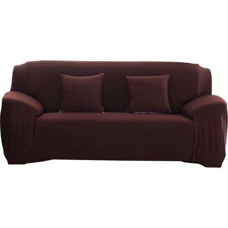 Housse de canapé extensible imperméable 3 places en polyester et fibre de polyuréthane marron antidérapante et lavable (1/5)